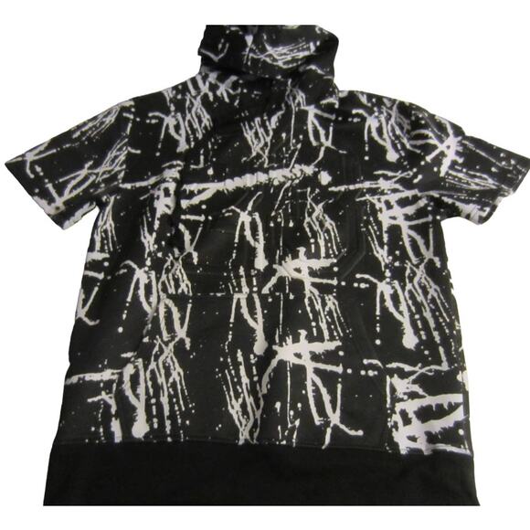 1738 Original Brand Hoodie Tee Black White Splatter Print S - Picture 3 of 11
